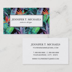 Watercolor Bird Of Paradise   Monogram Business Card