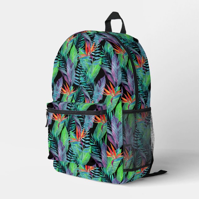Watercolor Bird Of Paradise Printed Backpack (Back Corner Right)