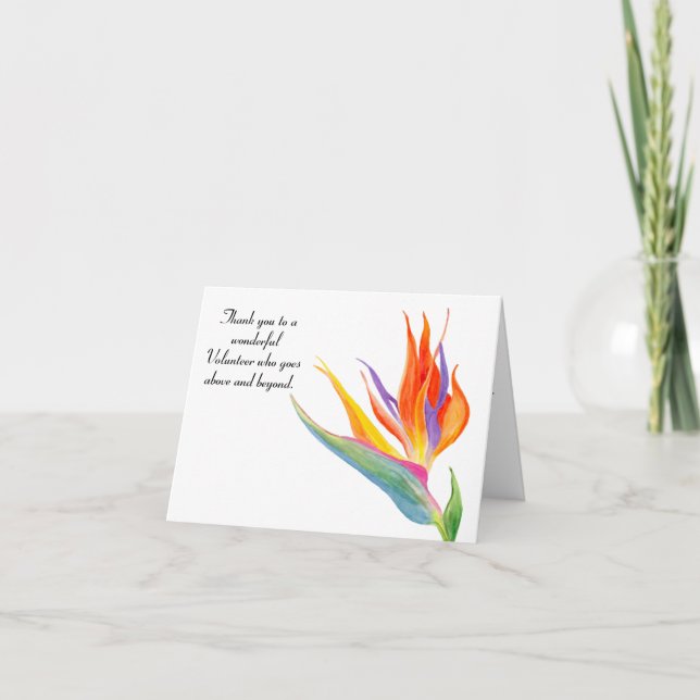 Watercolor Bird Of Paradise Thank You Volunteer (Front)