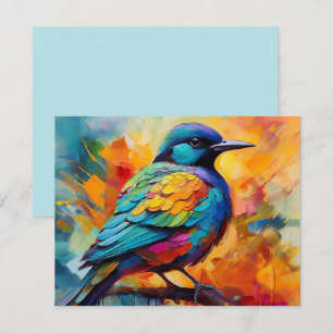 Watercolor Bird on a Branch Greeting Card