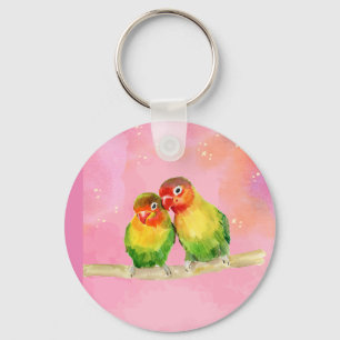 Watercolor Bird on a branch Key Ring