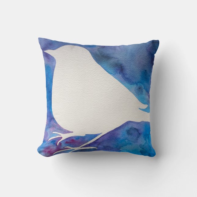 Watercolor Bird Pillow (Front)