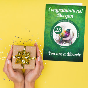 Watercolor Bird Recovery Milestone Card