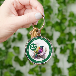 Watercolor Bird Recovery Milestone Gift Key Ring