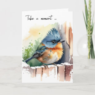 Watercolor Bird Thinking Of You Card