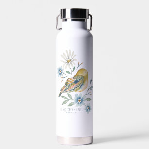Watercolor bird water bottle with scripture