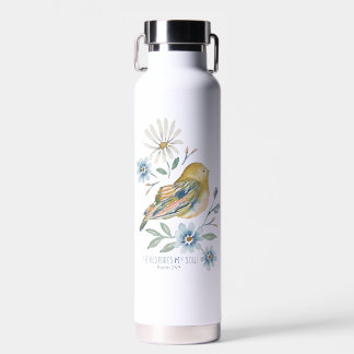 Watercolor bird water bottle with scripture