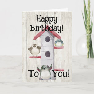 Watercolor Birdhouse Happy House Birthday Card