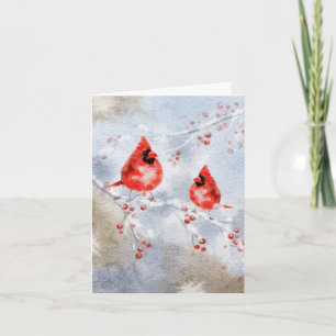Watercolor Birds Christmas Card - Elegant Holiday