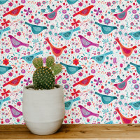 Watercolor Birds Floral Colourful
