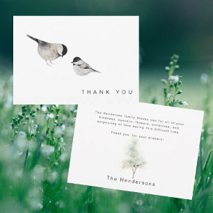 Watercolor Birds Funeral Thank You Card