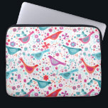 Watercolor Birds in a Garden of Flowers Painting Laptop Sleeve<br><div class="desc">Pretty watercolor painting in a modern style of bright colourful birds in a garden of flowers in shades of pink,  purple,  orange and teal blue.
Perfect for birders,  ornithologists,  nature lovers and gardeners.</div>