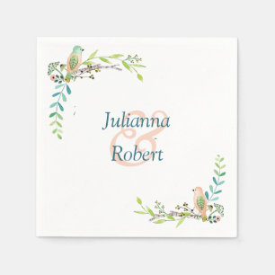 Watercolor birds  napkins