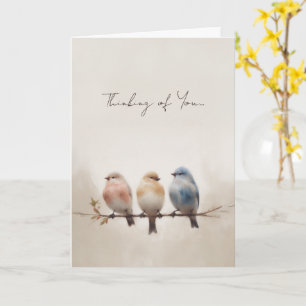 Watercolor Birds on Branch Thinking of You Card
