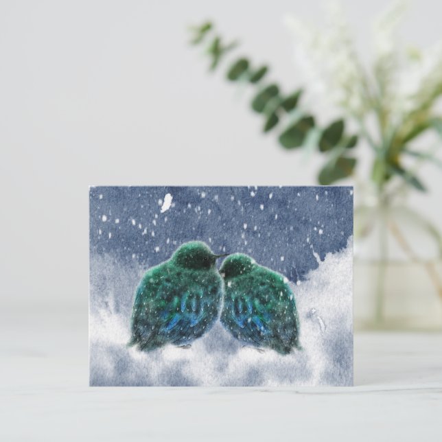 Watercolor Birds Postcard, Artistic Nature Art Postcard (Standing Front)