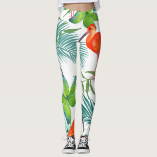 Watercolor birds: vintage seamless pattern. leggings