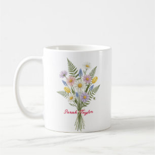Watercolor Birth Flower Daisy Personalised Mug