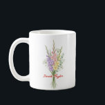 Watercolor Birth Flower Larkspur Custom Coffee Mug<br><div class="desc">Celebrate a special connection with our Watercolor Birth Flower Personalized Mug. Featuring a floral illustration that represents the unique beauty of their birth month, this mug blends artistic flair with everyday functionality. The soft, ethereal watercolor textures pop against the crisp ceramic, creating a piece that feels more like a work...</div>