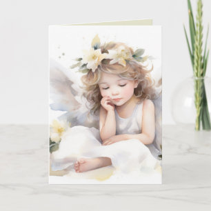 Watercolor Birthday Angel Girl  Card