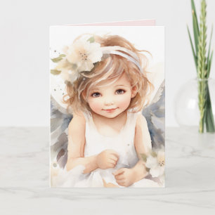 Watercolor Birthday Angel Girl  Card