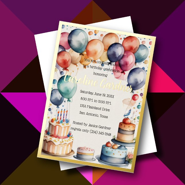 Watercolor Birthday Balloons Cake Colourful (Creator Uploaded)