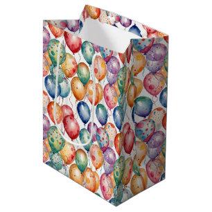 Watercolor Birthday Balloons Medium Gift Bag