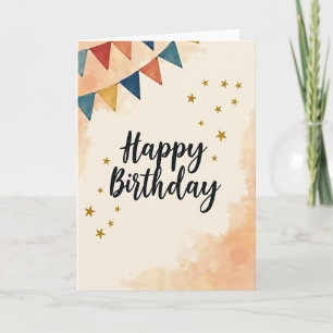 Watercolor Birthday Banner Card