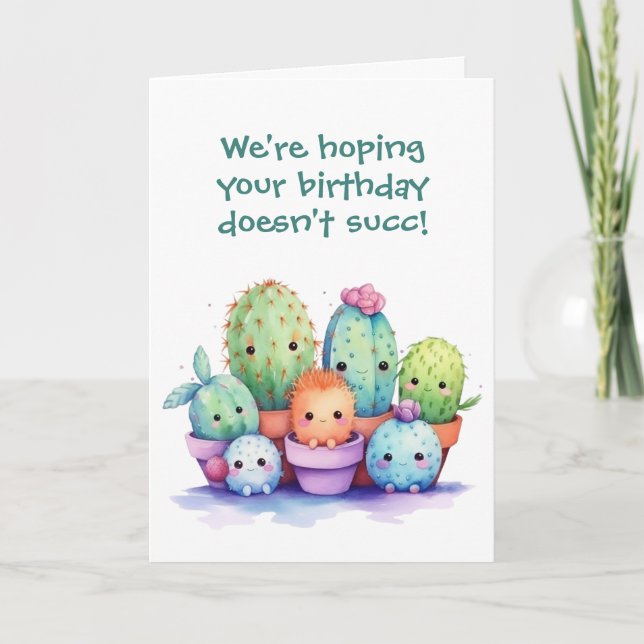 Watercolor Birthday Cactus From Group Card (Front)