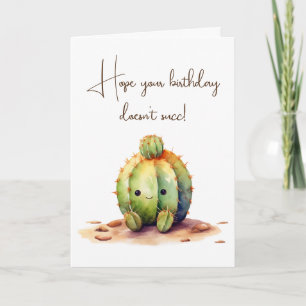 Watercolor Birthday Cactus Humour Card