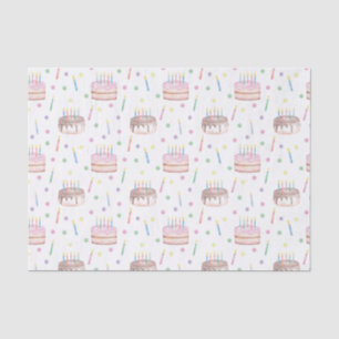 Watercolor Birthday Cake & Confetti Tissue Paper