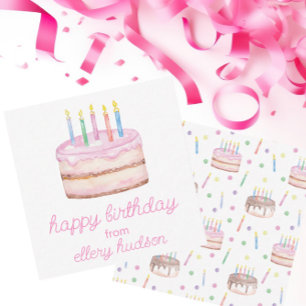 Watercolor Birthday Cake Gift Enclosure Card