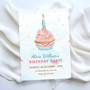 WATERCOLOR BIRTHDAY CAKE INVITATION