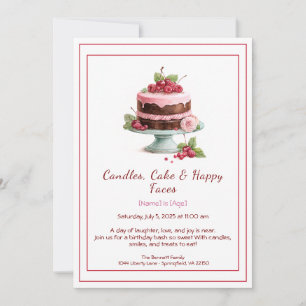 Watercolor Birthday Cake Invitation – chocolate