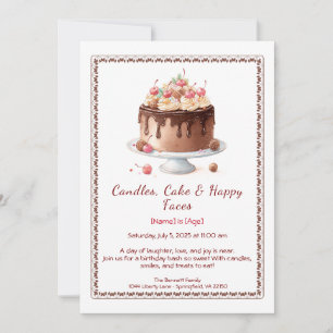Watercolor Birthday Cake Invitation – chocolate