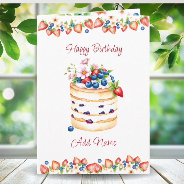 Watercolor Birthday Cake Personalised Card (Creator Uploaded)
