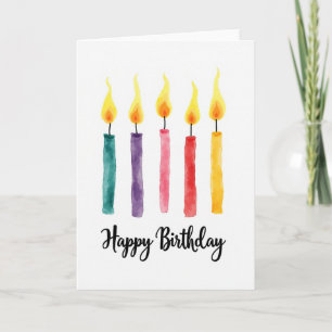Watercolor Birthday Candle Card