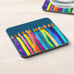 Watercolor birthday candles coaster