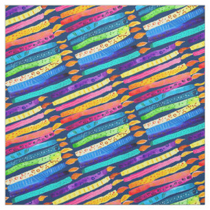 Watercolor birthday candles colorful fabric