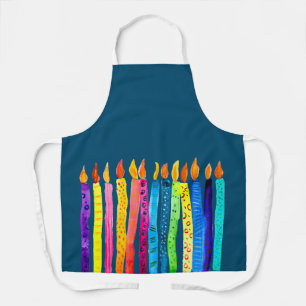 Watercolor birthday candles colourful apron