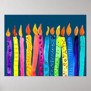 Watercolor birthday candles poster