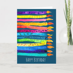 Watercolor birthday candles watercolor card