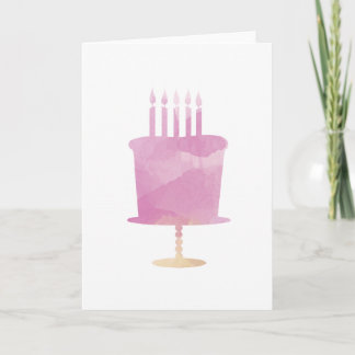 Watercolor Birthday Card - Pink Birthday Cake