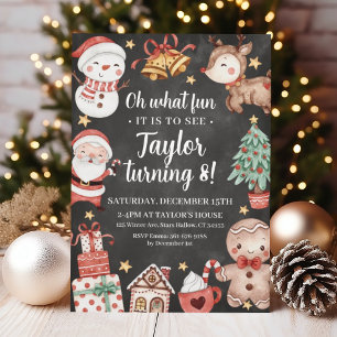 Watercolor Birthday Christmas Invitation
