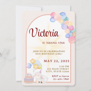 Watercolor Birthday Girl Party Invitation