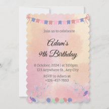 Watercolor Birthday Invitation – Kids Party card