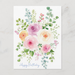 Watercolor Birthday Postcard