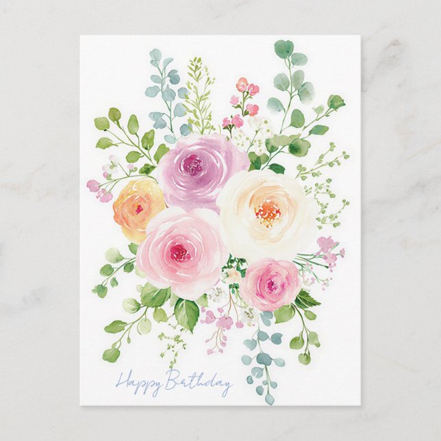 Watercolor Birthday Postcard (Front)