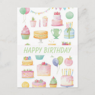 Watercolor Birthday Postcard