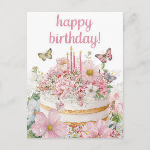 Watercolor Birthday Postcard