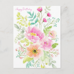 Watercolor Birthday Postcard